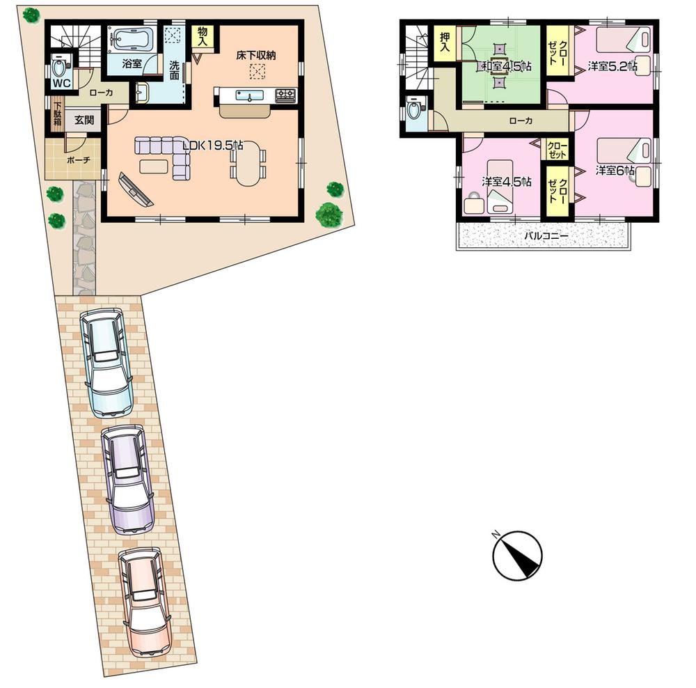 Floor plan. (4 Building), Price 21.9 million yen, 4LDK, Land area 135.45 sq m , Building area 92.34 sq m