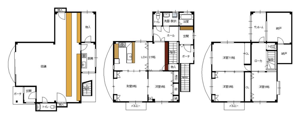 Floor plan. 18,800,000 yen, 5LDK + 2S (storeroom), Land area 140.36 sq m , Building area 255.6 sq m