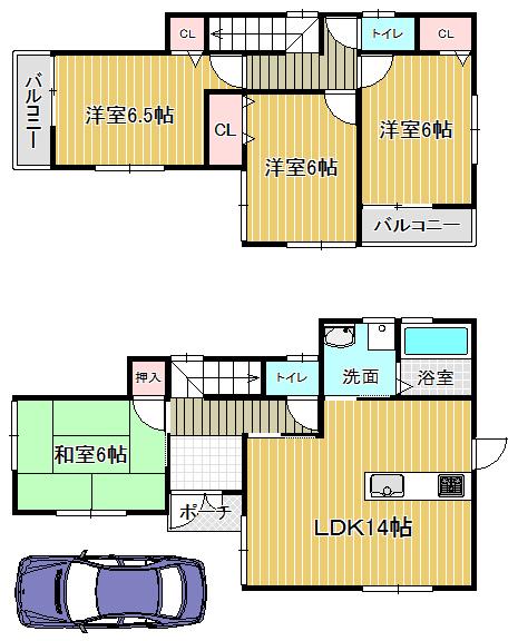 Floor plan. 17.5 million yen, 4LDK, Land area 100 sq m , Building area 89.1 sq m