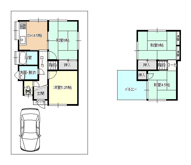 Floor plan. 12.8 million yen, 4DK, Land area 94.48 sq m , Building area 60.61 sq m