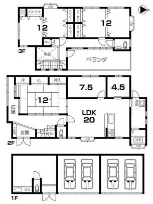 Floor plan. 55,800,000 yen, 4LDK + S (storeroom), Land area 452.39 sq m , Building area 177.66 sq m