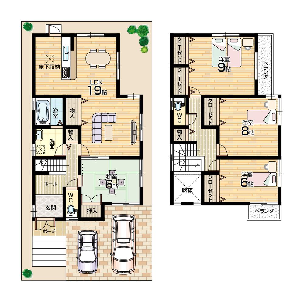 Floor plan. 23.6 million yen, 4LDK, Land area 115.87 sq m , Building area 115.43 sq m spacious 4LDK! Parking two Allowed! Face-to-face system Kitchen!