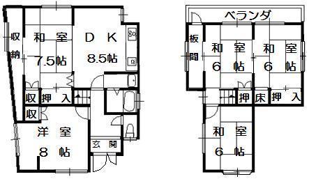 Floor plan. 12.8 million yen, 5DK, Land area 103.93 sq m , Building area 77.76 sq m