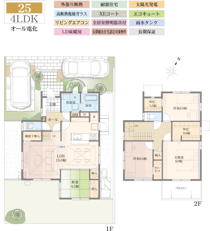 Floor plan.  [No. 25 place] So we have drawn on the basis of the Plan view] drawings, Plan and the outer structure ・ Planting, such as might actually differ slightly from.  Also, furniture ・ Car, etc. are not included in the price. (WIC: walk-in closet)