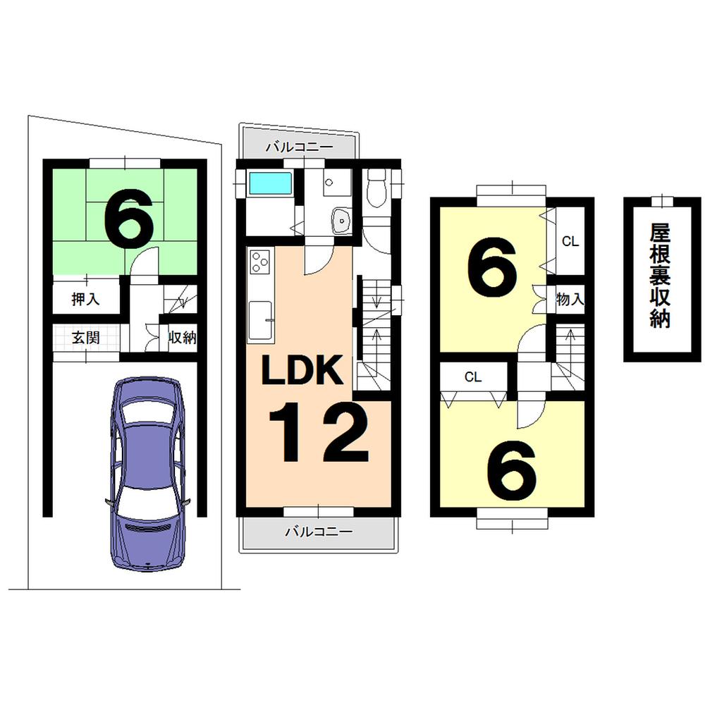 Floor plan. 10.8 million yen, 3LDK, Land area 41.41 sq m , Building area 71.28 sq m
