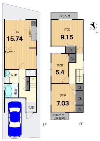 Floor plan. 20.8 million yen, 3LDK, Land area 82.06 sq m , Building area 93.58 sq m
