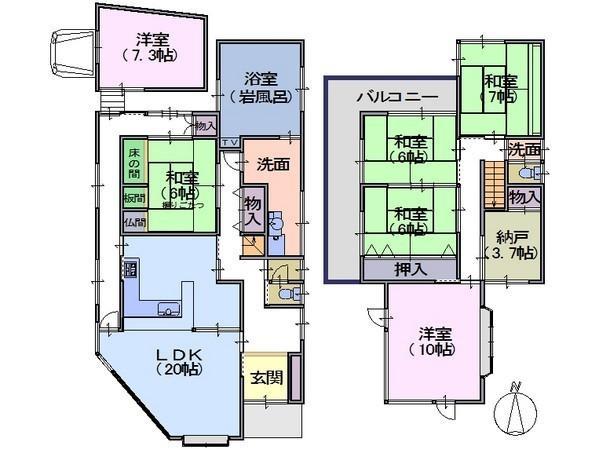 Floor plan. 24.5 million yen, 5LDK+S, Land area 142.98 sq m , Building area 113.95 sq m