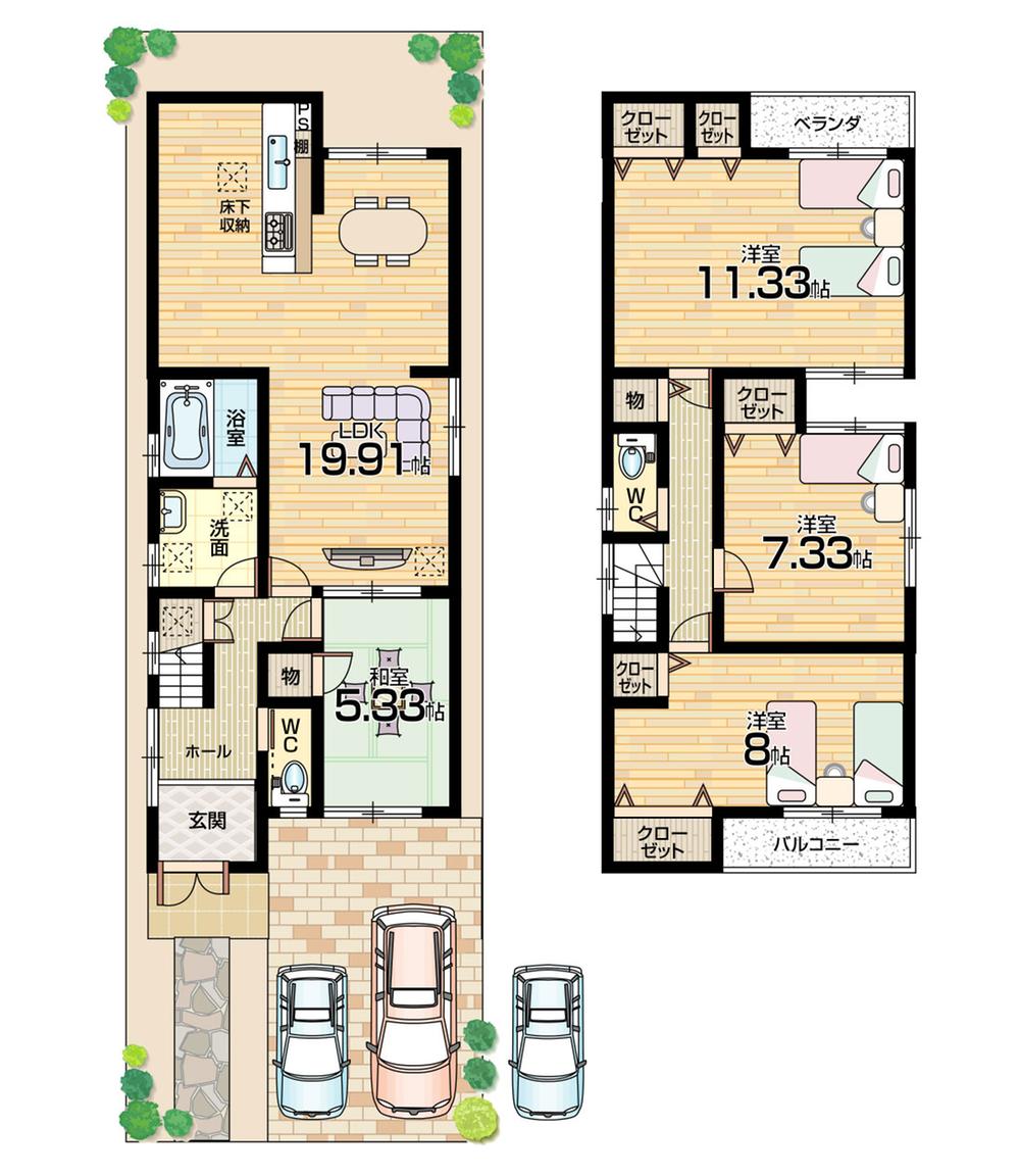 Floor plan. (No. 6 locations), Price 23.6 million yen, 4LDK, Land area 104.76 sq m , Building area 116.64 sq m