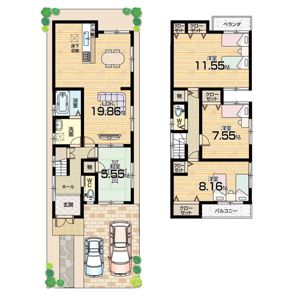 Floor plan. (No. 7 locations), Price 23.6 million yen, 4LDK, Land area 104.76 sq m , Building area 117.18 sq m