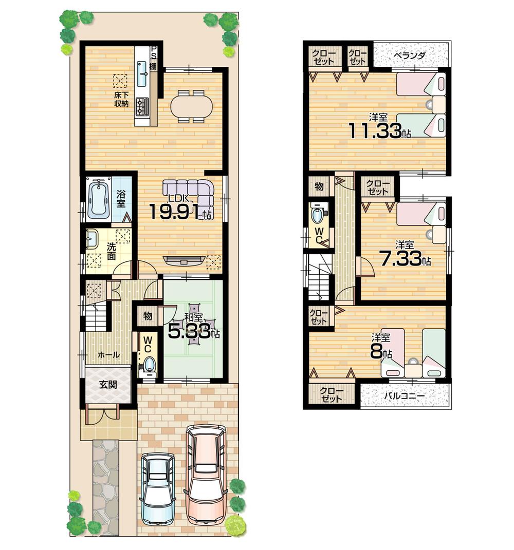 Floor plan. (No. 8 locations), Price 23.6 million yen, 4LDK, Land area 104.76 sq m , Building area 116.64 sq m