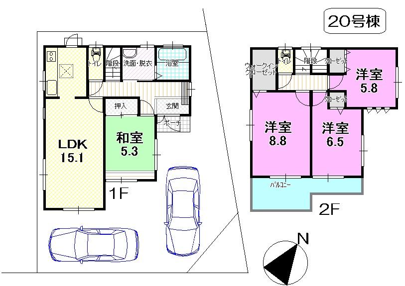 Floor plan. (20 Building), Price 29,800,000 yen, 4LDK, Land area 110.37 sq m , Building area 98.95 sq m