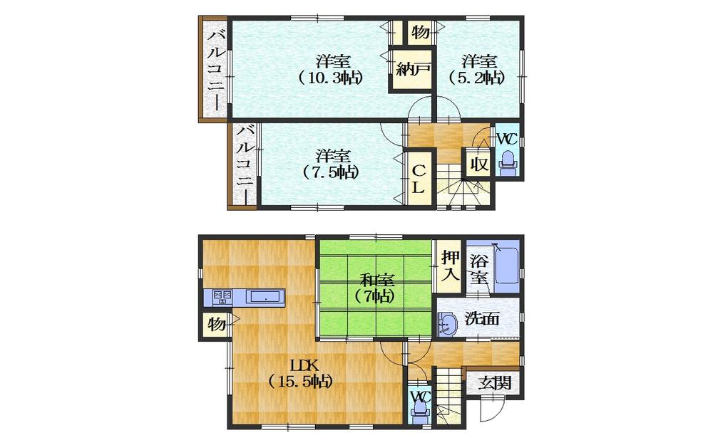 Floor plan. 23,900,000 yen, 4LDK, Land area 116.44 sq m , Building area 103.27 sq m
