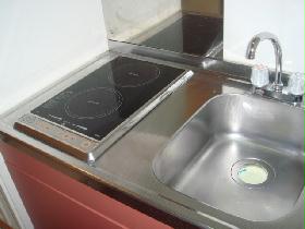 Kitchen. It has an electric stove with two.