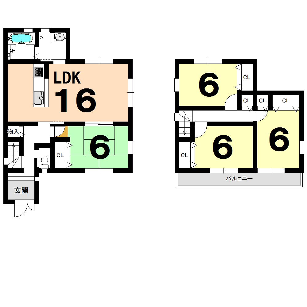 Building plan example (floor plan). Building plan Example 1 Building price 15.9 million yen, Building area  95.58 sq m