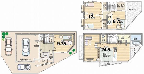 Floor plan. 25,500,000 yen, 3LDK, Land area 111.8 sq m , Building area 164.35 sq m