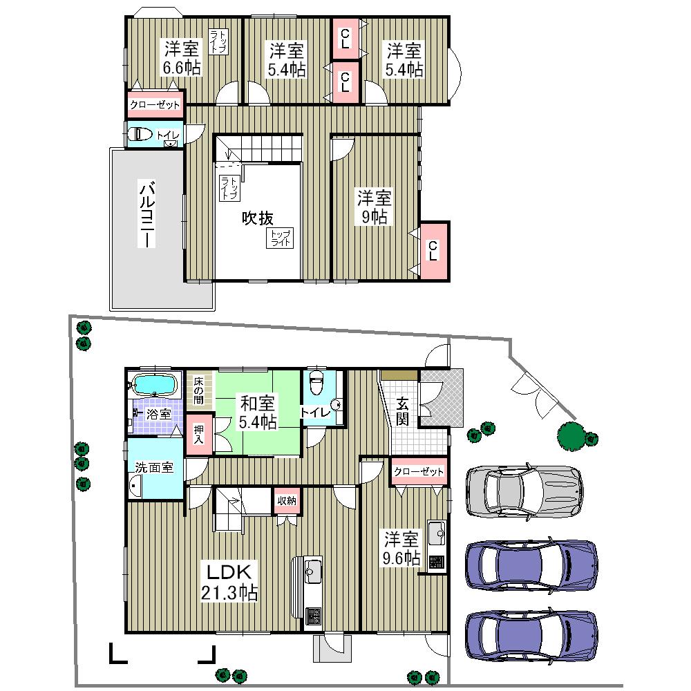Floor plan. 62,500,000 yen, 6LDK, Land area 221.1 sq m , Building area 169 sq m