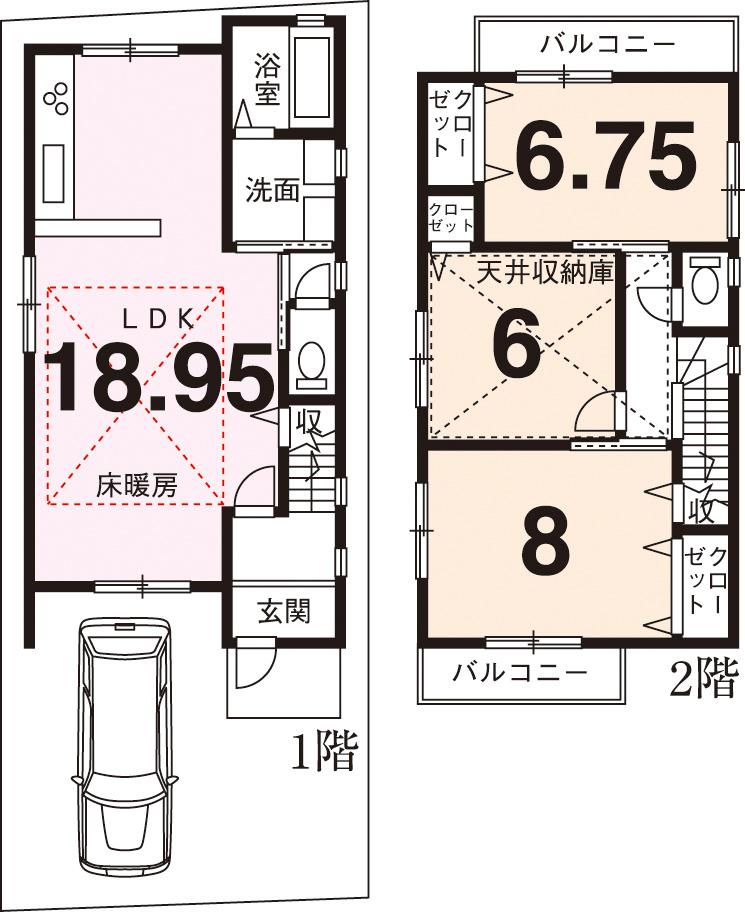 Building plan example (floor plan). Building plan example (No. 2 locations) Building Price      14.8 million yen, Building area 89.30 sq m