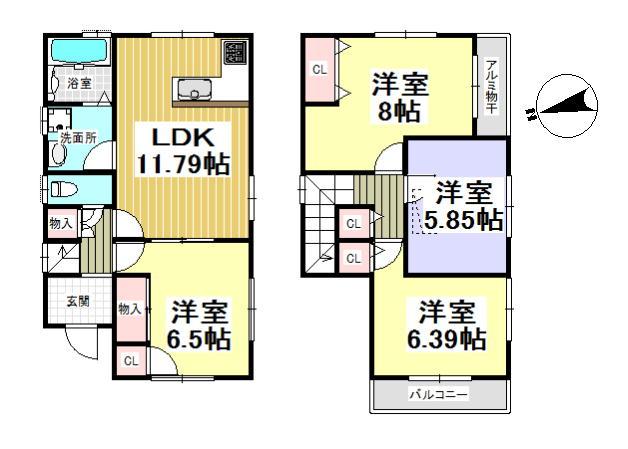 Floor plan. 26,800,000 yen, 4LDK, Land area 115.56 sq m , Building area 88.34 sq m