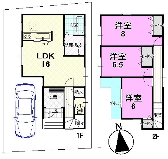 Floor plan. 20.8 million yen, 3LDK, Land area 81.78 sq m , Building area 85.86 sq m