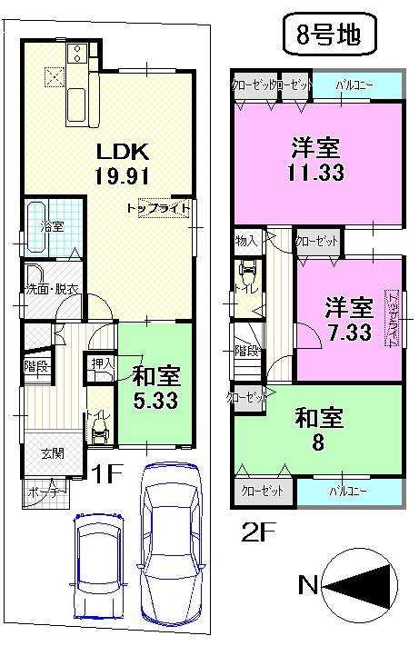 Floor plan. 23.6 million yen, 4LDK, Land area 104.76 sq m , Building area 116.64 sq m