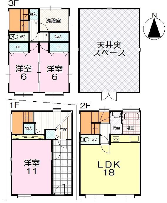 Floor plan. 19,980,000 yen, 3LDK, Land area 49.05 sq m , Building area 122.97 sq m