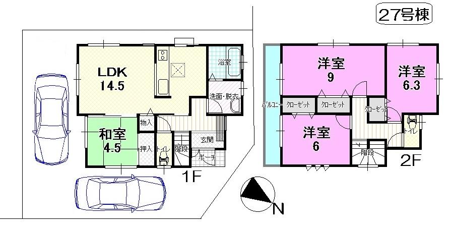 Floor plan. (27 Building), Price 28.8 million yen, 4LDK, Land area 111.69 sq m , Building area 97.7 sq m