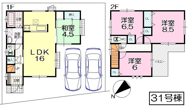 Floor plan. (31 Building), Price 26,800,000 yen, 4LDK, Land area 109.38 sq m , Building area 97.71 sq m