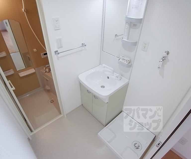 Washroom. Shampoo dresser, Washing machine Storage.