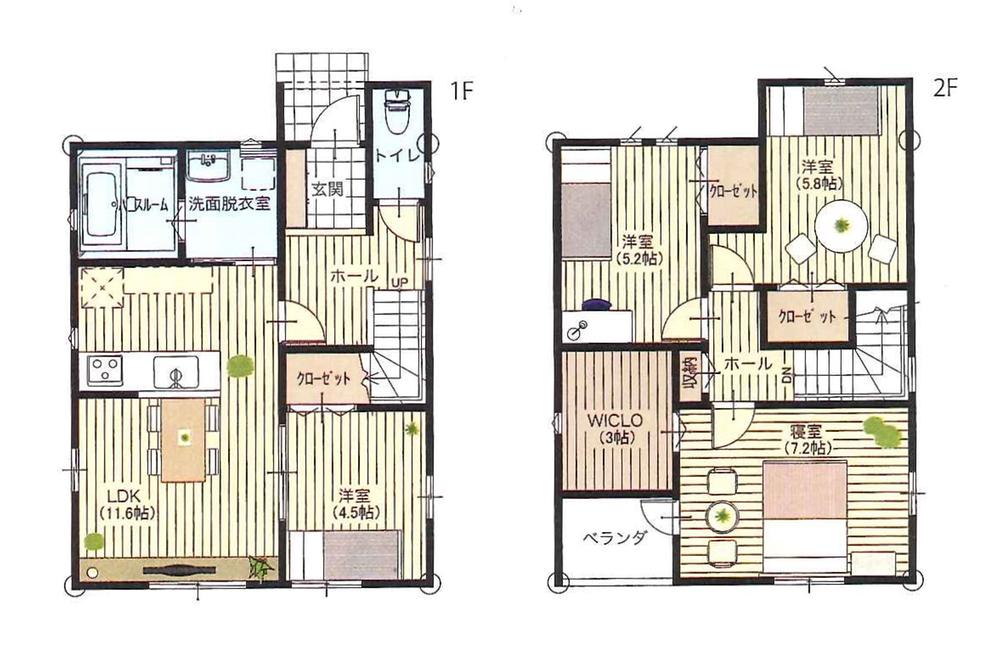 Building plan example (Perth ・ Introspection). Building plan example (No. 5 locations) Building area 90.50 sq m 1 floor 46.00 sq m Second floor 44.50 sq m