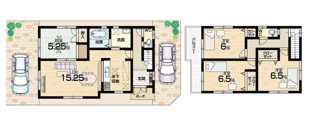 Floor plan. (No. 2 locations), Price 30,800,000 yen, 4LDK, Land area 107.34 sq m , Building area 93.55 sq m