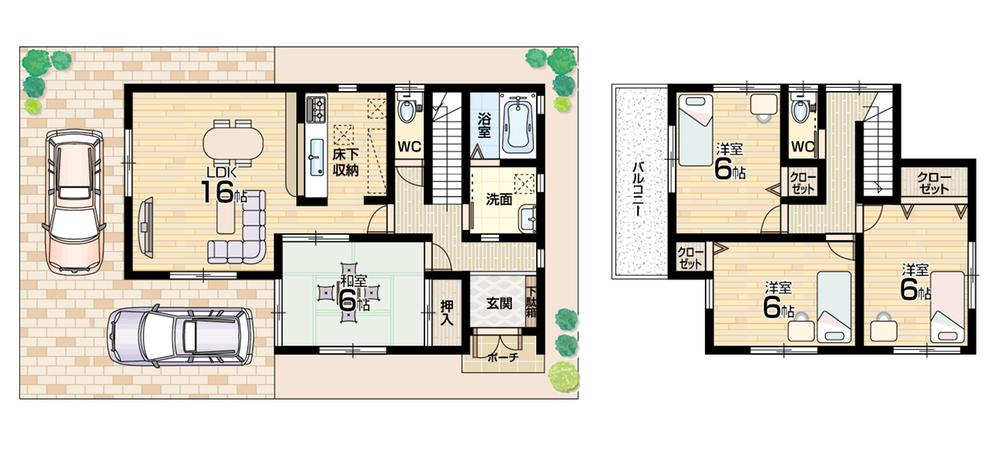 Floor plan. (No. 3 locations), Price 28.8 million yen, 4LDK, Land area 113.46 sq m , Building area 95.58 sq m