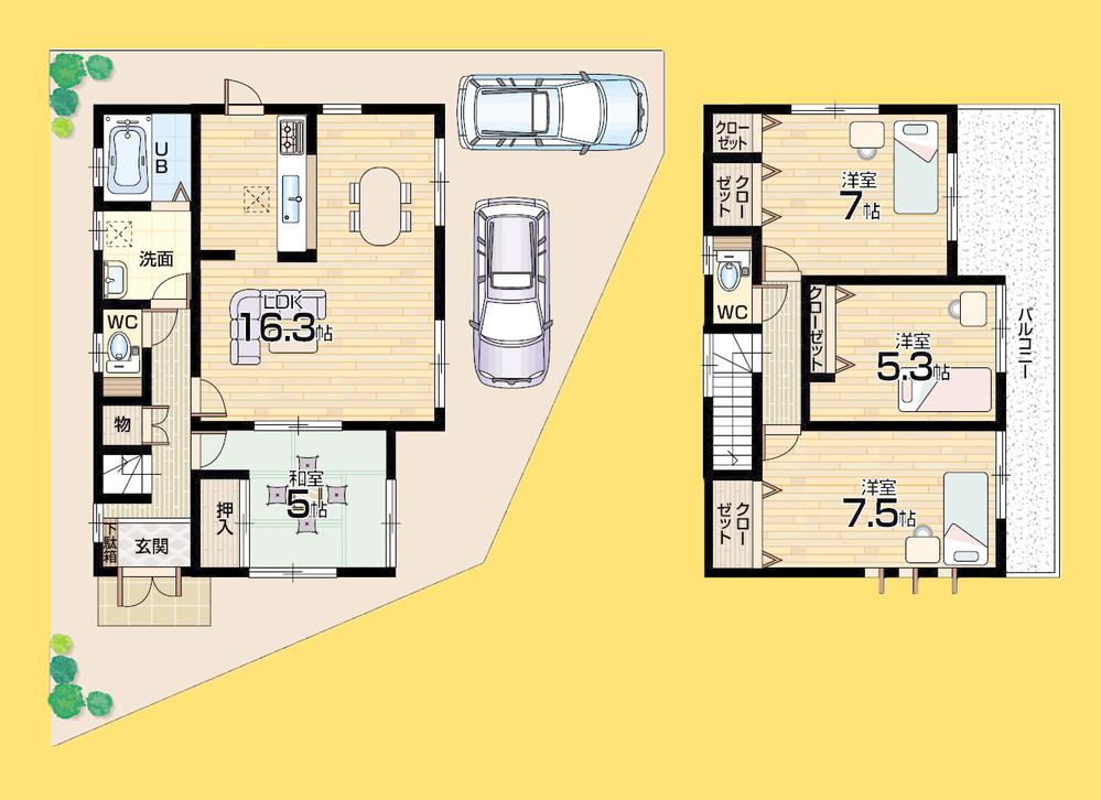Floor plan. 768m until Bandai Hazukashi shop