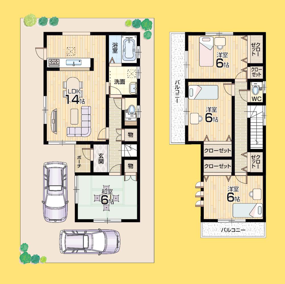 Floor plan. 25,300,000 yen, 4LDK, Land area 110.75 sq m , Building area 95.22 sq m 4LDK ・ Parking two Allowed