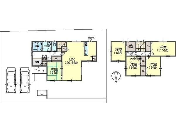 Building plan example (floor plan). Building plan example (No. 8 locations) Building price 22,320,000 yen, Building area 122.99 sq m