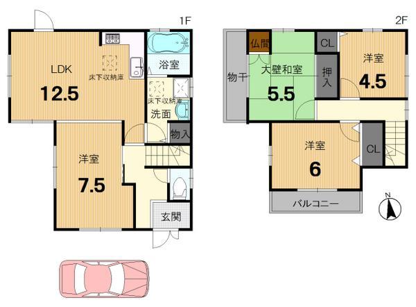 Floor plan. 38,850,000 yen, 4LDK, Land area 110.5 sq m , Building area 87.77 sq m