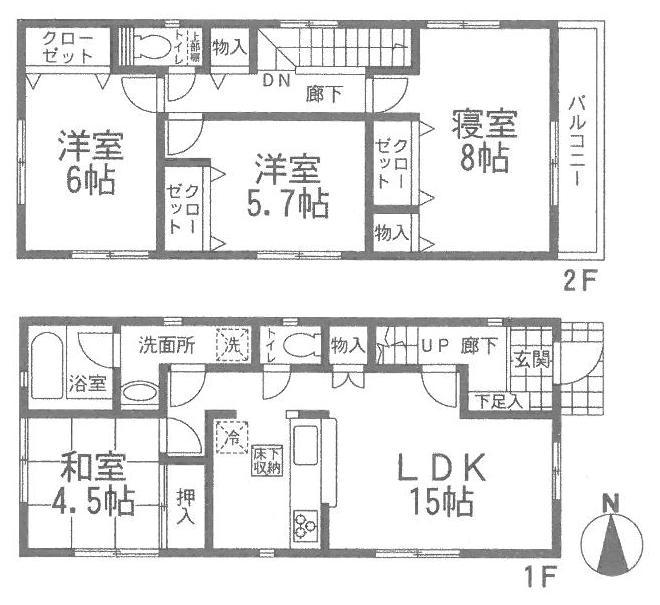 Floor plan. 21.9 million yen, 4LDK, Land area 100.72 sq m , Building area 92.33 sq m