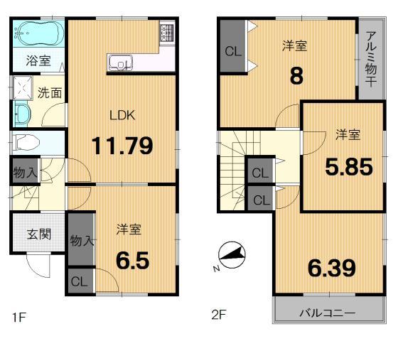 Floor plan. 26,800,000 yen, 4LDK, Land area 115.56 sq m , Building area 88.34 sq m