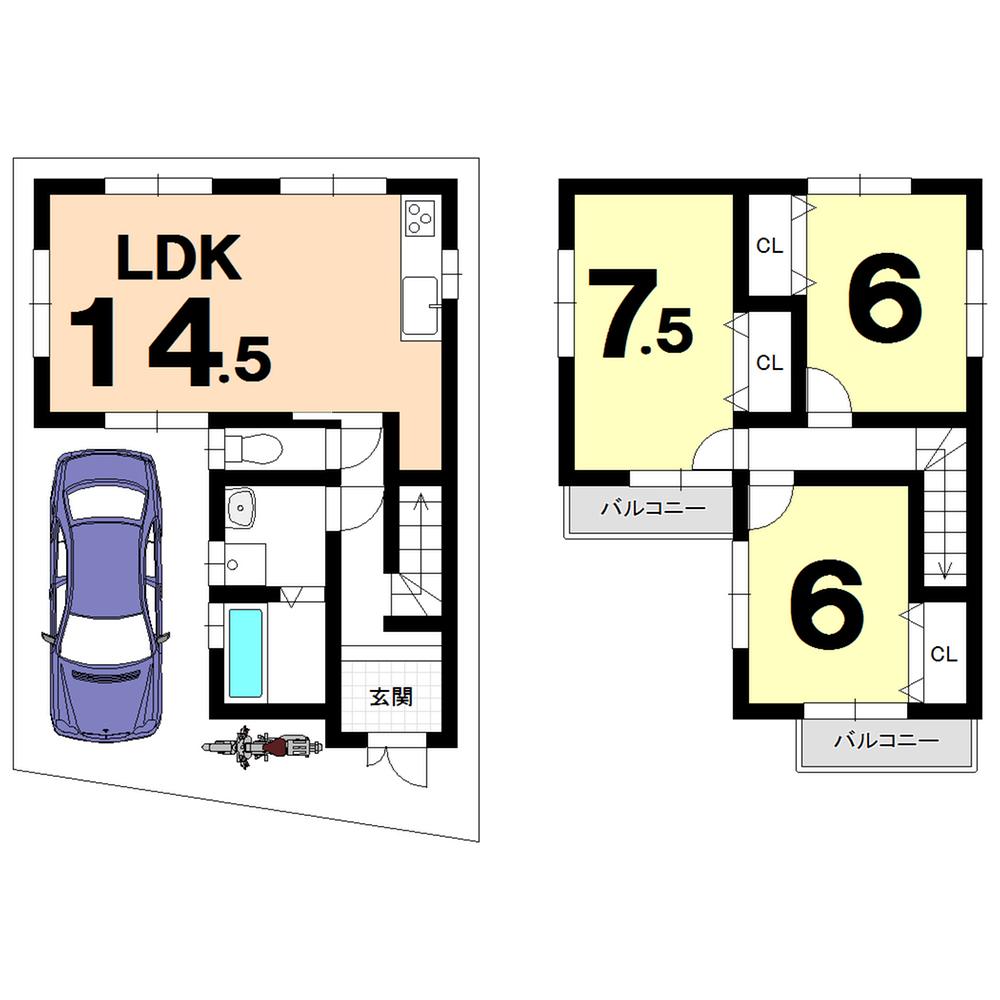 Building plan example (floor plan). Building plan example ( Issue land) Building Price 12,230,000 yen, Building area 80.73 sq m