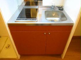 Kitchen. It has an electric stove with two.