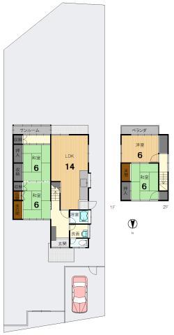 Floor plan. 35 million yen, 4LDK, Land area 331.21 sq m , Building area 109.66 sq m