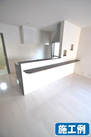 Model house photo. Popular face-to-face kitchen