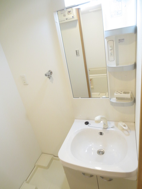 Washroom. Shampoo independent washbasin