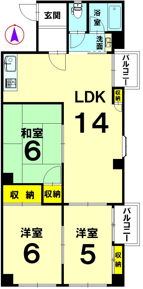Floor plan. 3LDK, Price 14.9 million yen, Occupied area 69.01 sq m , Balcony area 4.8 sq m