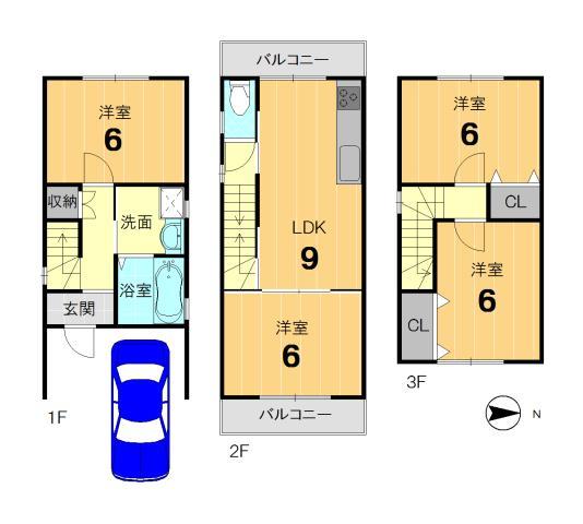 Floor plan. 27,800,000 yen, 4LDK, Land area 56.34 sq m , Building area 77.76 sq m