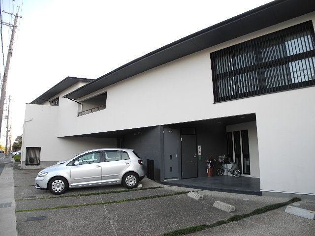 Building appearance. Designer apartment in a quiet residential area