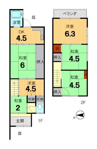 Floor plan. 28.8 million yen, 5DK, Land area 84.29 sq m , Building area 74.32 sq m