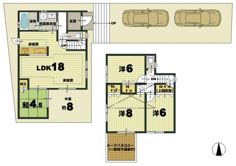 Other. (3) No. land Floor Land area: about 134.37 sq m Ken'nobe area: 93.96 sq m 39,800,000 yen Spacious private passage, Roof balcony