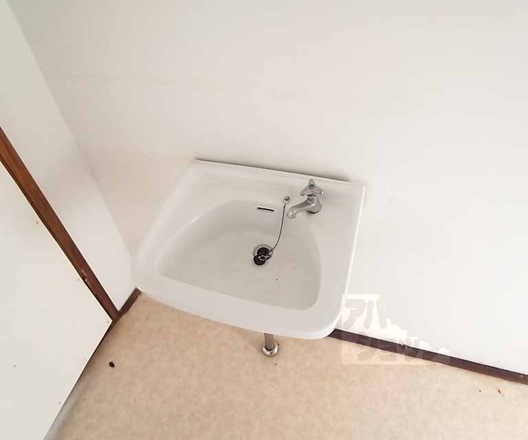 Washroom. Independent wash basin is quite cute in a compact.