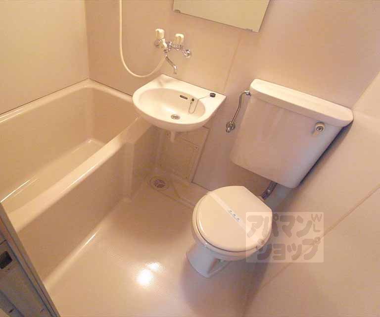 Bath. Unit bus with a mirror.