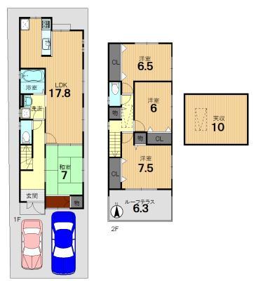 Floor plan. 59,800,000 yen, 4LDK, Land area 107.56 sq m , Building area 106.83 sq m